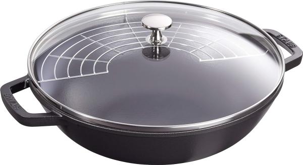 Staub Specialities Wok mit Glasdeckel 30 cm, Gusseisen