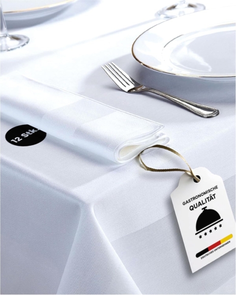 texpot Tischdecke Tischwäsche Atlaskante 100% Baumwolle Vollzwirn Damast (12-tlg)