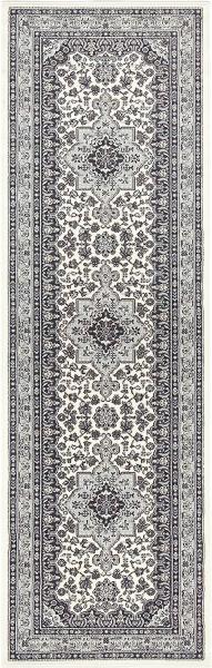 Orientalischer Kurzflor Teppich Parun Täbriz Creme Grau - 80x250x0,9cm