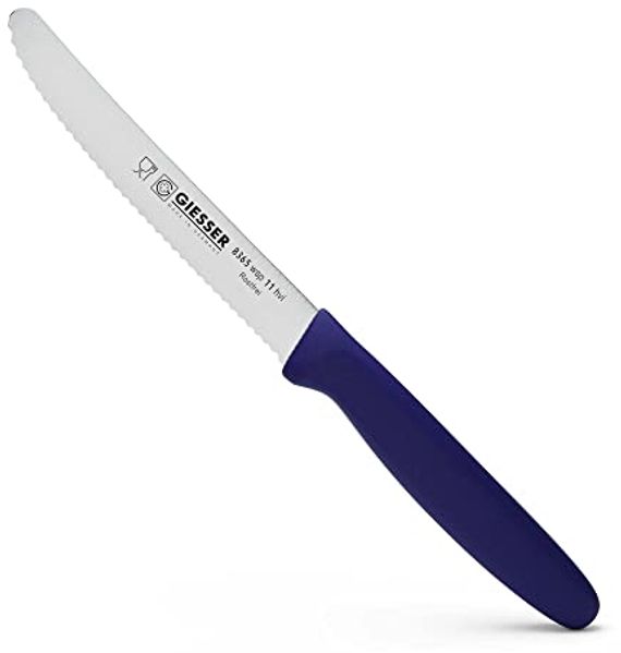 Giesser Messer Tomatenmesser Allzweckmesser Brötchenmesser 8365 wsp 11, Spülmaschinenfest, langlebig, 3 mm Wellenschliff extrem scharf