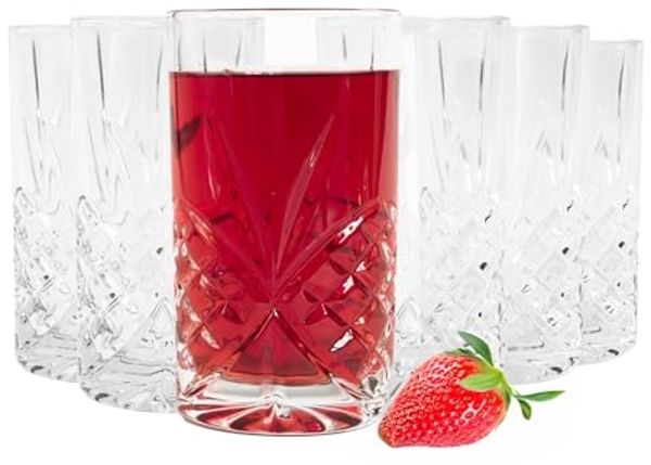 6 Longdrinkgläser 300ml mit Relief Wassergläser Saftgläser Trinkgläser Cocktailgläser