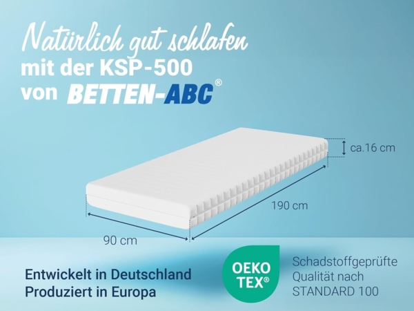 Betten-ABC KSP-500 - Das Original - 7-Zonen- Kaltschaummatratze mit waschbaren Klimafaserbezug, Größe: 90x190, Härtegrad: H3 Bild 2