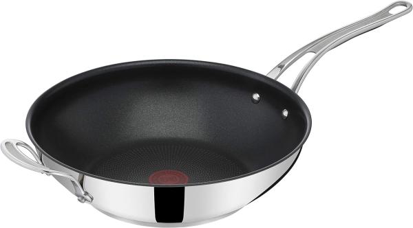 Tefal Wok Jamie Oliver Cook's Classic, Wokpfanne Induktion, Edelstahl (1-tlg), Thermo-Signal bei idealer Brattemperatur, Antihaftversiegelung