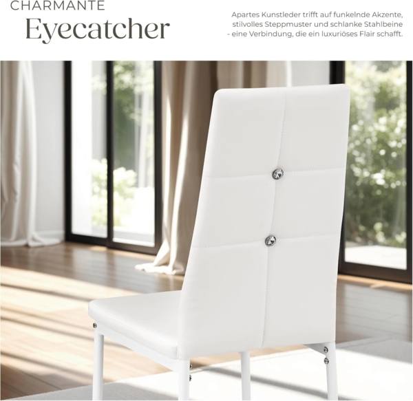 TecTake Esszimmerstuhl 40 x 42 x 97 cm | -Diverse Farben und Mengen- (6X Weiß | Nr. 402543) Bild 6