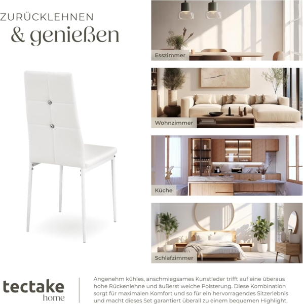TecTake Esszimmerstuhl 40 x 42 x 97 cm | -Diverse Farben und Mengen- (6X Weiß | Nr. 402543) Bild 7