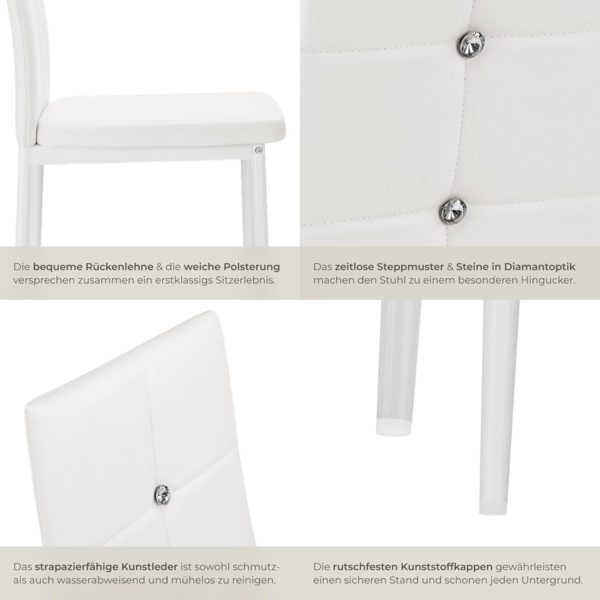 TecTake Esszimmerstuhl 40 x 42 x 97 cm | -Diverse Farben und Mengen- (6X Weiß | Nr. 402543) Bild 5