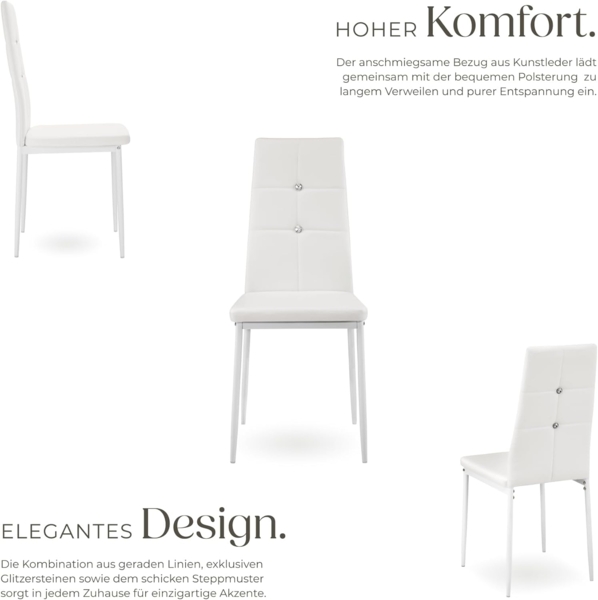 TecTake Esszimmerstuhl 40 x 42 x 97 cm | -Diverse Farben und Mengen- (6X Weiß | Nr. 402543) Bild 4