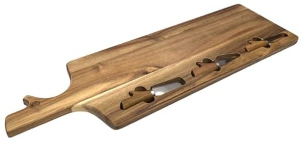 HOME DECO FACTORY, KA0666, Käsebrett aus Akazienholz mit 3 Messern, Elegantes und praktisches Design, ideal für Verkostungen, einfache Wartung, Größe 65 cm, braune Farbe