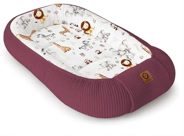 Babynestchen Neugeborene – Nestchen Baby aus Waffel Baumwolle & Baumwollstoff – Babynest für Babybett & Kinderbett – Baby Kokon Tragbar – OEKO-TEX – Zubehör für Babybett - ZOO und Blaubeere