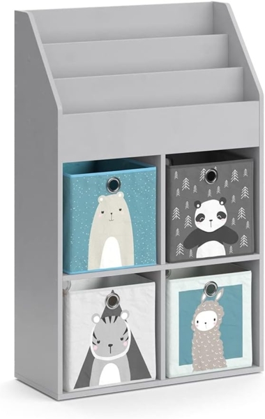 Kinderregal Luigi Grau 72 x 114.2 cm mit 4 Faltboxen Vicco