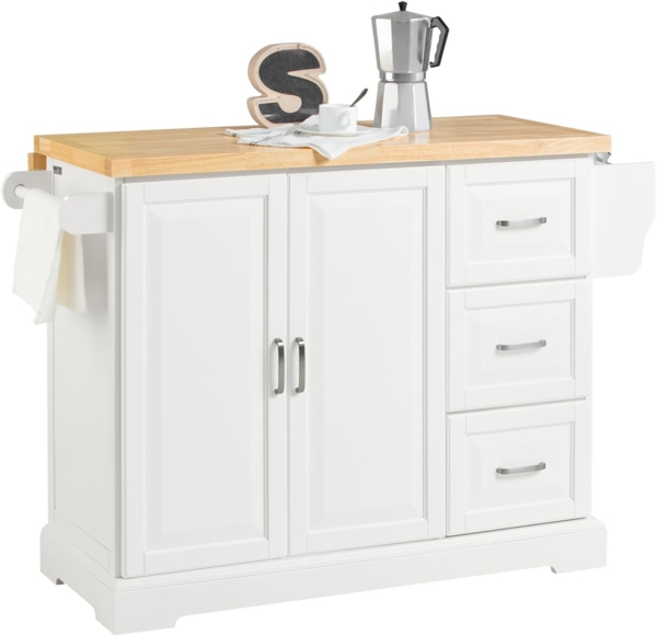 SoBuy Küchenwagen FKW41, Kücheninsel auf Rollen, Servierwagen Rollwagen Barwagen, Küche, Küchenschrank Sideboard Kücheninsel mit erweiterbarer Arbeitsfläche
