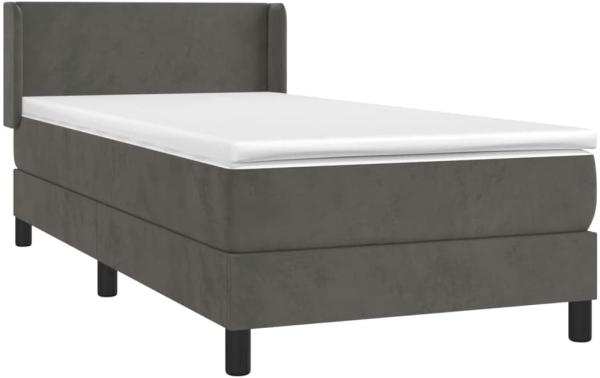 vidaXL Boxspringbett mit Matratze Dunkelgrau 90x190 cm Samt 3130812