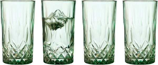 Lyngby Glas Highballglas Sorrento 4er Set, Longdrinkgläser, Cocktailgläser, Glas, Grün, 380 ml, 27779