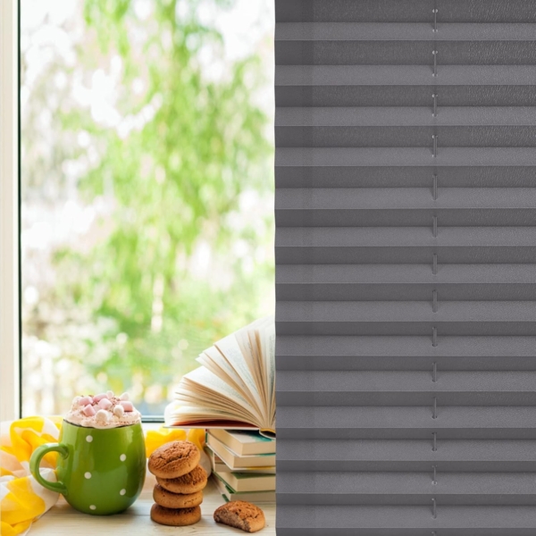 Plisseerollo ohne Bohren Klemmfix 75x130 cm(BxH) Anthrazit Jalousie Sonnenschutz Easyfix Faltrollo Lichtdurchlässig Rollo für Fenster & Tür Bild 3