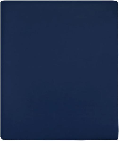 vidaXL Spannbettlaken Jersey Marineblau 160x200 cm Baumwolle 136236