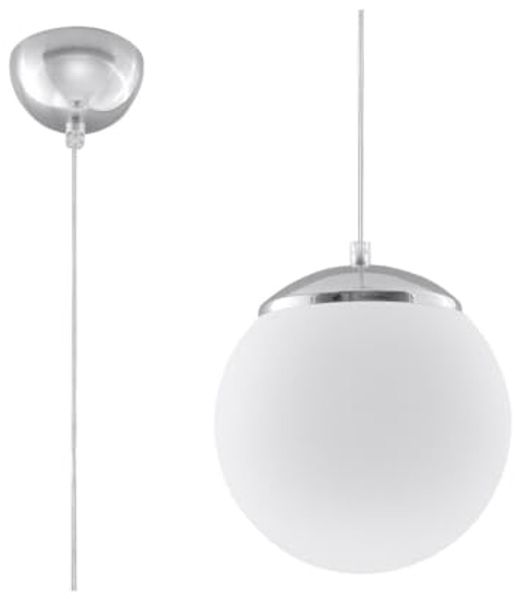 Pendelleuchte, Weiß, Chrom, Stahl, H 80 cm