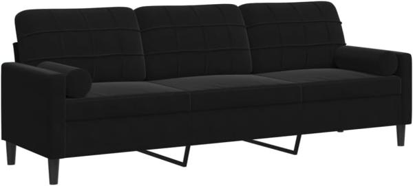 Sofa 3-Sitzer mit Zierkissen Schwarz 210 cm Samt 3278244