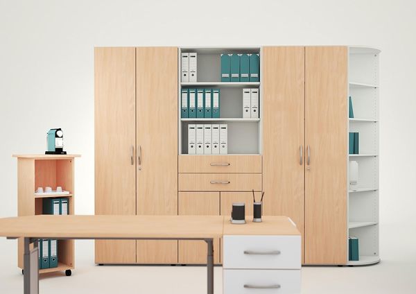 Flügeltürenschrank mit Standfüßen, 40x42x180cm, Buche