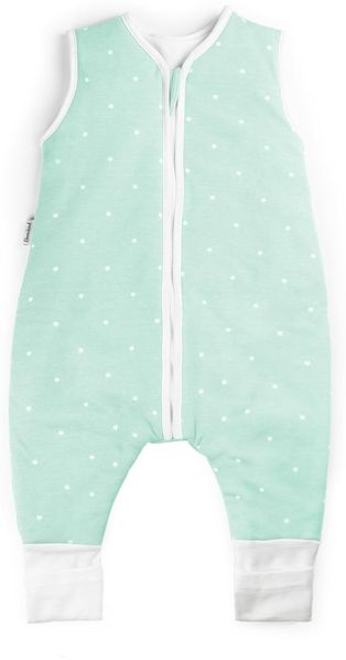 Ehrenkind® Baby Sommerschlafsack mit Füßen | Bio-Baumwolle | Sommer Schlafsack Gr. 80 Farbe Mint mit weißen Sternen | 1 Tog