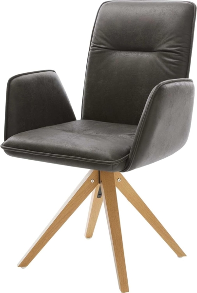 Esszimmerstuhl Vinja-Flex Mikrofaser Anthrazit Vintage Holzgestell kantig Natur