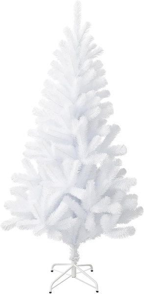 BURI Künstlicher Weihnachtsbaum 210 cm Weiß mit 630 Spitzen | dichter PVC-Tannenbaum mit stabilem Metallständer | klappbar, schwer entflammbar & wetterfest | ideal für Innen & Außen