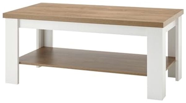 Couchtisch Seyne in weiß Pinie und Eiche Landhaus 120 cm