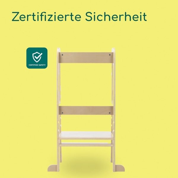 Bebeconfort Hoya, Montessori Lernturm Kinder, 1,5–6 Jahre (10–30 kg), 3-Stufig Höhenverstellbar, Sicherheitszertifikat, 6,2 kg Leichter Tritthocker Kinder, Langlebiges Design, Natural Wood Bild 4