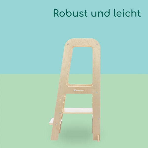 Bebeconfort Hoya, Montessori Lernturm Kinder, 1,5–6 Jahre (10–30 kg), 3-Stufig Höhenverstellbar, Sicherheitszertifikat, 6,2 kg Leichter Tritthocker Kinder, Langlebiges Design, Natural Wood Bild 5