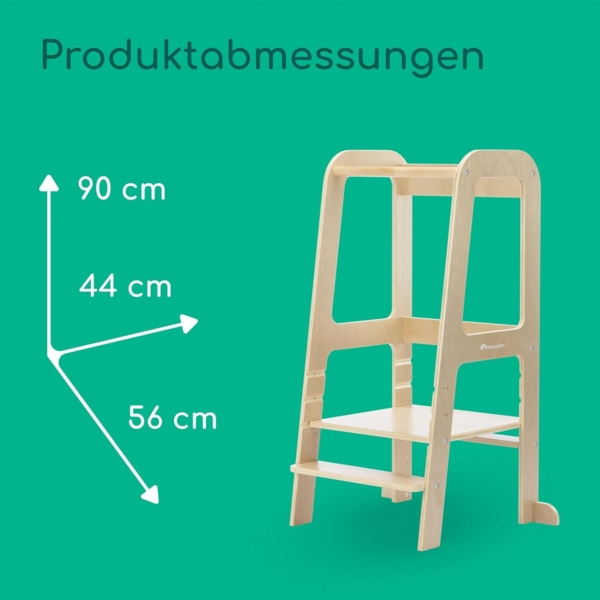 Bebeconfort Hoya, Montessori Lernturm Kinder, 1,5–6 Jahre (10–30 kg), 3-Stufig Höhenverstellbar, Sicherheitszertifikat, 6,2 kg Leichter Tritthocker Kinder, Langlebiges Design, Natural Wood Bild 8
