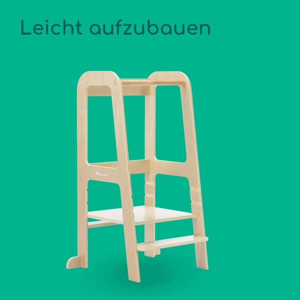 Bebeconfort Hoya, Montessori Lernturm Kinder, 1,5–6 Jahre (10–30 kg), 3-Stufig Höhenverstellbar, Sicherheitszertifikat, 6,2 kg Leichter Tritthocker Kinder, Langlebiges Design, Natural Wood Bild 7