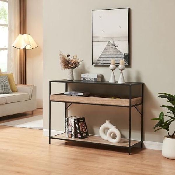 Konsolentisch Belana 110x40x80 cm Schwarz/Eicheoptik [en. casa]