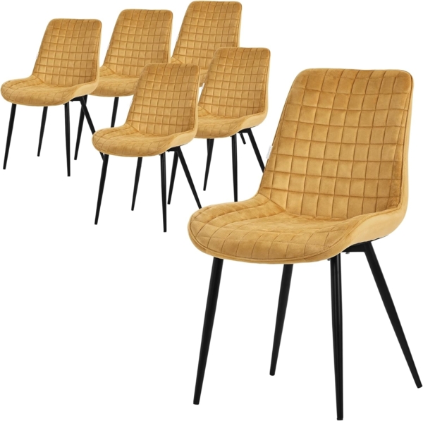 ML-DESIGN Polsterstuhl Esszimmerstühle mit Rückenlehne moderne Design Lounge mit Metallbeinen (6 St), Wohnzimmerstuhl Esstischstühle 6er Set Küchenstuhl Samt