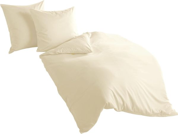 BIERBAUM Bettwäsche Biber Uni, Baumwolle, Beige, 155x220 cm / 80x80 cm