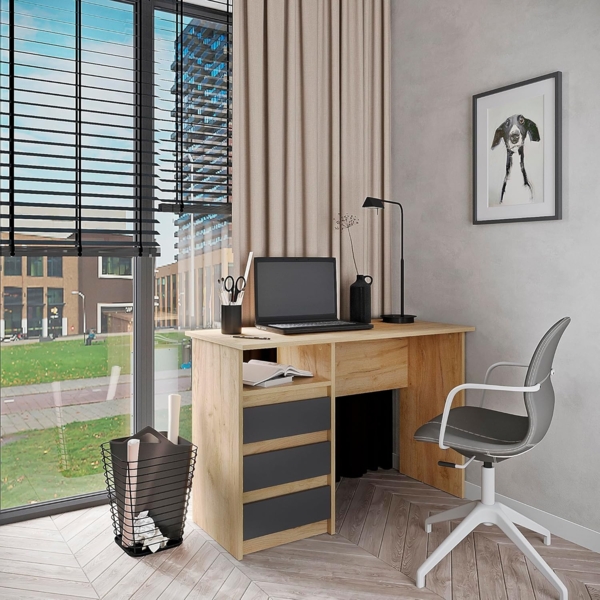 KOMTO Schreibtisch Oslo 110 Schreibtisch mit Schubladen Bürotisch Computertisch, Büro PC-Tisch Kinderschreibtisch mit Stauraum 110 x 50 x 74 cm Bild 2