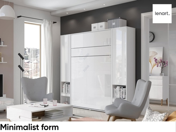 MEBLINI Schrankbett Bed Concept - BC-05 - 120x200cm Horizontal - Artisan Eiche mit Matratze - Wandbett mit Lattenrost - Klappbett mit Schrank - Wandklappbett - Murphy Bed - Bettschrank Bild 2