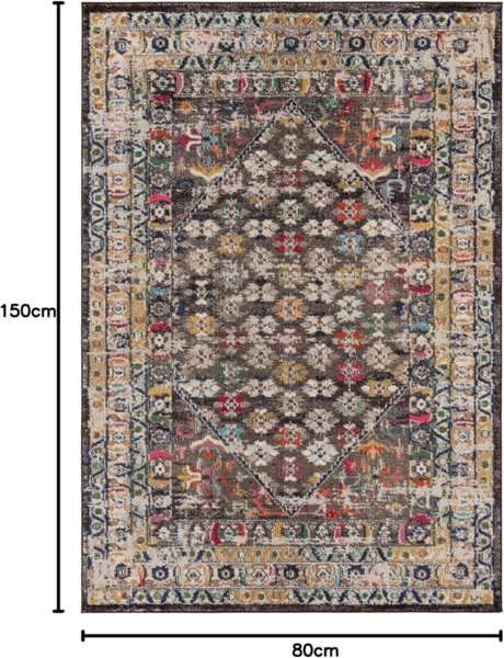 benuta Teppich Casa, rechteckig, Höhe: 11 mm, Teppich Wohnzimmer, Esszimmer, Schlafzimmer, Flur, Farbenfroh, Retro Bild 2