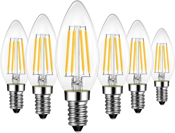 LVWIT E14 LED Warmweiß 7W, Kerzenlampe für Kronleuchter, Filament Glühbirne Kerzeform E14 1055LM 2700K, ersetzt 75W Halogenlampen, Classic Glühfaden, Nicht Dimmbar, 6er Pack