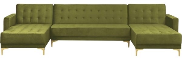 U-förmiges Sofa ABERDEEN Grün Samtstoff Universal