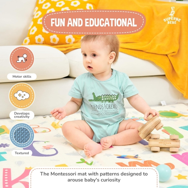 Babymatte Kindermatte Baby Spielmatte 180 x 200 x 1. 5cm. Wendefähige und ungiftige Dicke Faltbare wasserdichte Schaumstoff Kinderteppich. Krabbelmatte Spiel-Teppich Bodenmatte Kinder-Matte Geschenk Baby Bild 7