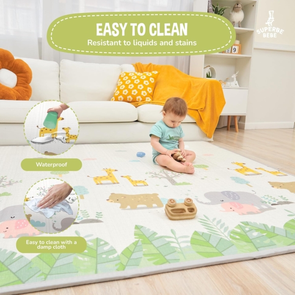 Babymatte Kindermatte Baby Spielmatte 180 x 200 x 1. 5cm. Wendefähige und ungiftige Dicke Faltbare wasserdichte Schaumstoff Kinderteppich. Krabbelmatte Spiel-Teppich Bodenmatte Kinder-Matte Geschenk Baby Bild 8