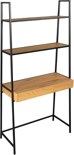 riess-ambiente Standregal SLIM LINE 175 cm natur / schwarz · Schreibtisch mit Schublade, Einzelartikel 1-tlg, Raumtrenner im Wildeiche-Design · 3 Fächer · Wohnzimmer · Industrial