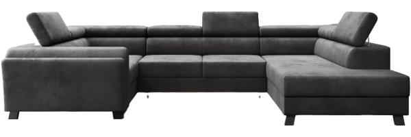 Designer Sofa Emilio mit Schlaf- und Klappfunktion Samt Anthrazit Rechts