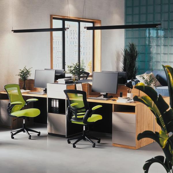 Flash Furniture Bürostuhl, Metall Kunststoff Holzwerkstoff Schaumstoff Netzgewebe Technisches Holz, Grünes Netz, 64. 77x62. 23x104. 78 cm Bild 5