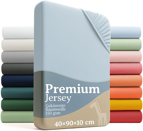Laleni 2er-Set Premium Spannbettlaken Stubenwagen 40x90 cm - Oeko-Tex Zertifiziert, 100% Baumwolle, atmungsaktives Spannbetttuch Jersey Baby, 150 g/m², Hellblau