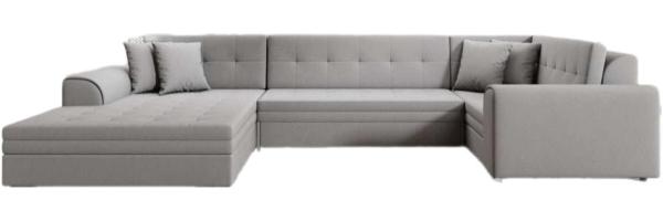 Designer Sofa Velio mit Schlaffunktion Stoff Grau Links