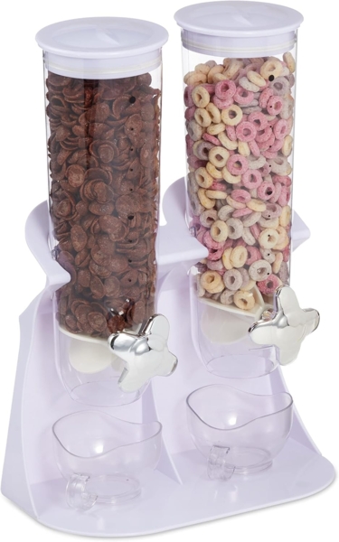 relaxdays Müslispender Doppelter Müslispender, Kunststoff, Weiß