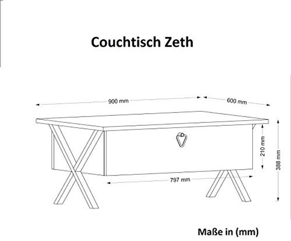 Couchtisch Zeth mit Metallfüßen Eiche Bild 3