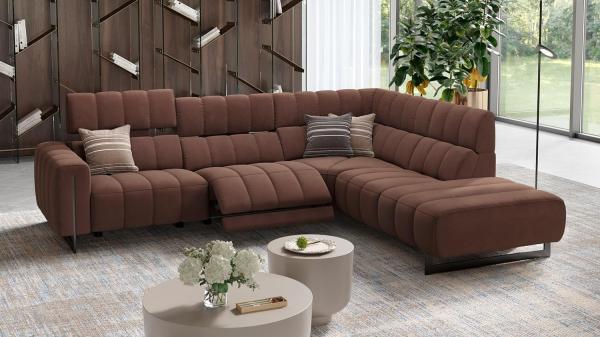 Sofanella Wohnlandschaft Veneto Stoff Ecksofa Couch in Hellgrau M: 306 x 281 Breite x 101 Tiefe Bild 8