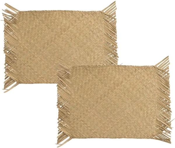 Tischsets Boho Seegras geflochten 2 Stück Platzsets Natur Handgefertigt 48x34cm