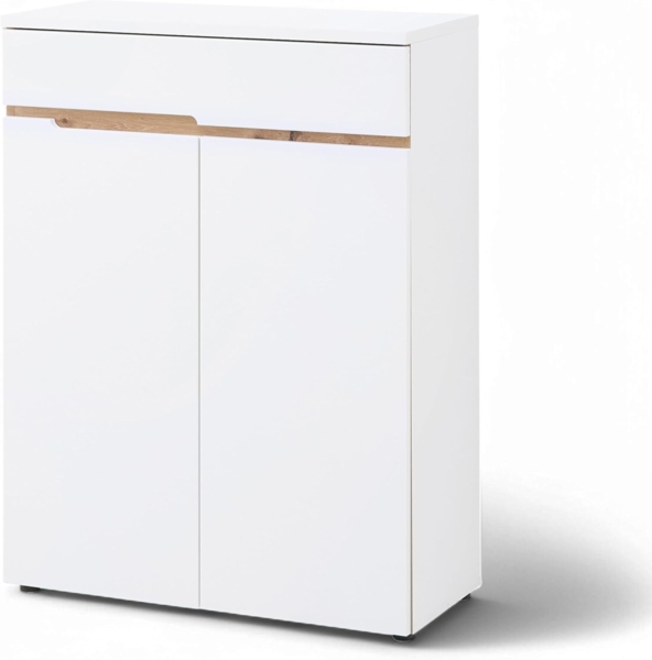Memphis Schuhschrank in Weiß, Artisan Eiche Optik - Schuhregal mit viel Stauraum für Ihre Schuhe - 80 x 107 x 38 cm (B/H/T)
